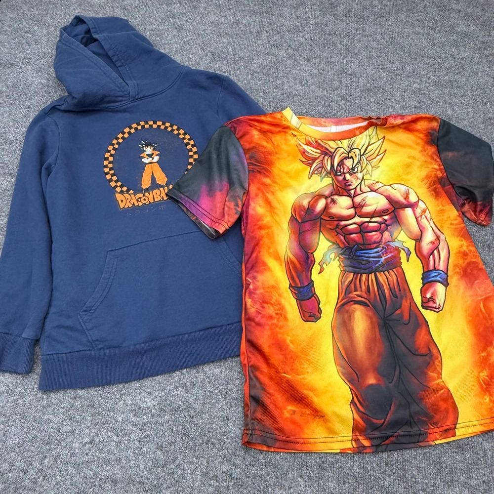 Dragon Ball‎ Z Goku Kids Hoodie and T-Shirt Bundle Blue Orange Size L 10-12 M